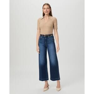 PAIGE Mid-Blue Wide Leg Jeans